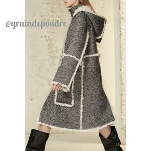 RARE! Zara Srpls Limited Edition Tweed Wool Blend Fleece Shearling Coat M